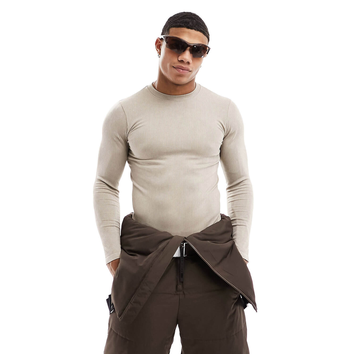 

Лонгслив Asos 4505 Seamless Rib Base Layer, светло-бежевый