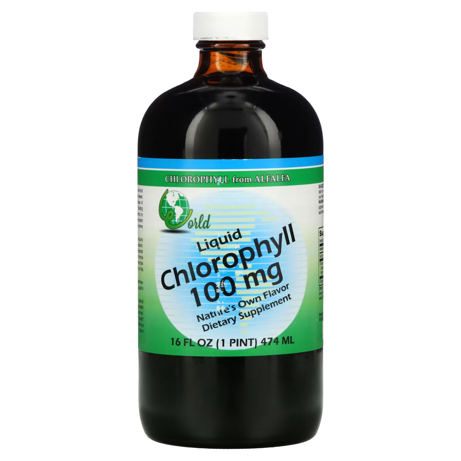 World Organic, жидкий хлорофилл, 100 мг, 474 мл (16 жидк. унций) sunny green жидкий хлорофилл неароматизированный 100 мг 16 2 жид унции 480 мл