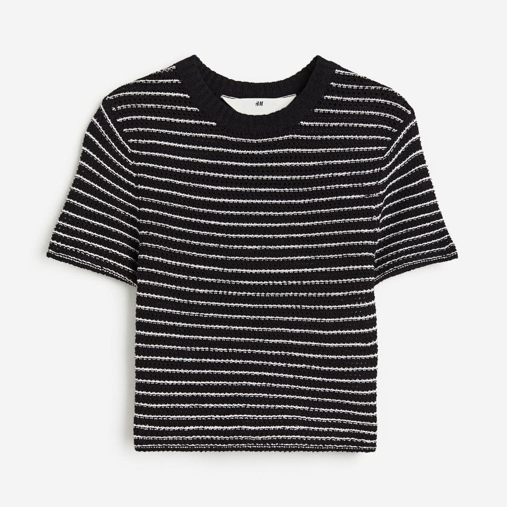 

Футболка H&M Kids Rib-knit, черный/белый