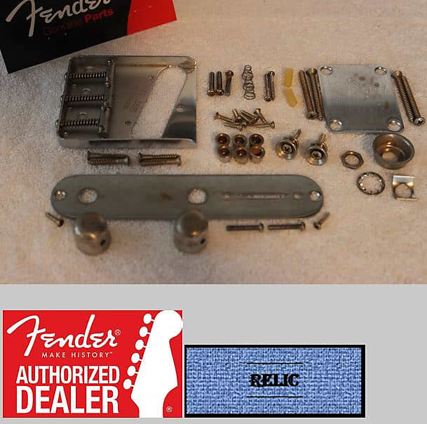 

Fender Telecaster Vintage Aged Relic Chrome Body Hardware Set 3-Saddle Tele 099-7210-000