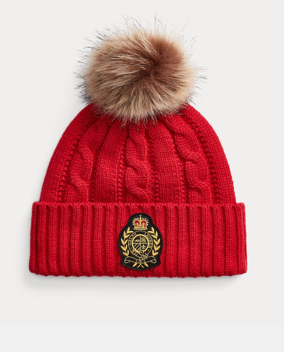 

Красная вязаная шапка с щитком Lauren Ralph Lauren, красный