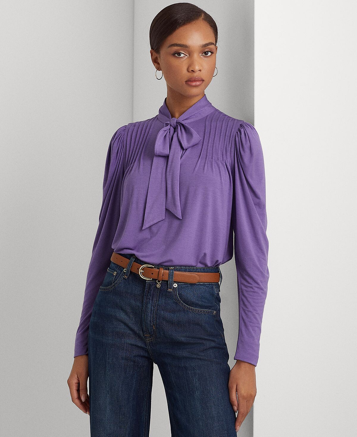 

Женский плиссированный топ из джерси с завязками на шее Lauren Ralph Lauren