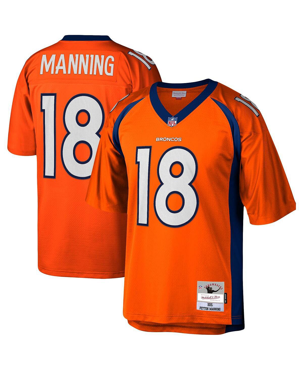 Футболка Mitchell & Ness Men's Peyton Manning Orange Denver Broncos 2015 Legacy, оранжевый/черный мужская футболка peyton manning navy orange denver broncos 2015 split legacy копия джерси mitchell