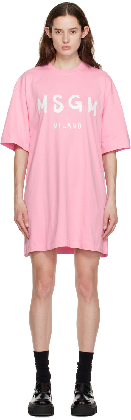 

Розовое мини-платье с круглым вырезом MSGM