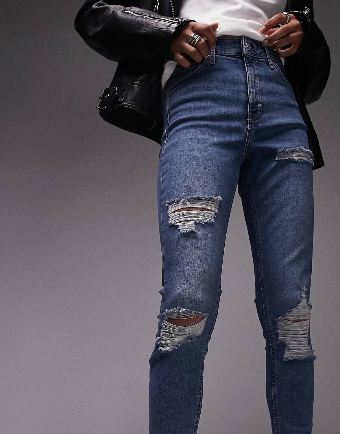 

Темно-синие джинсы с прорезями Topshop Jamie