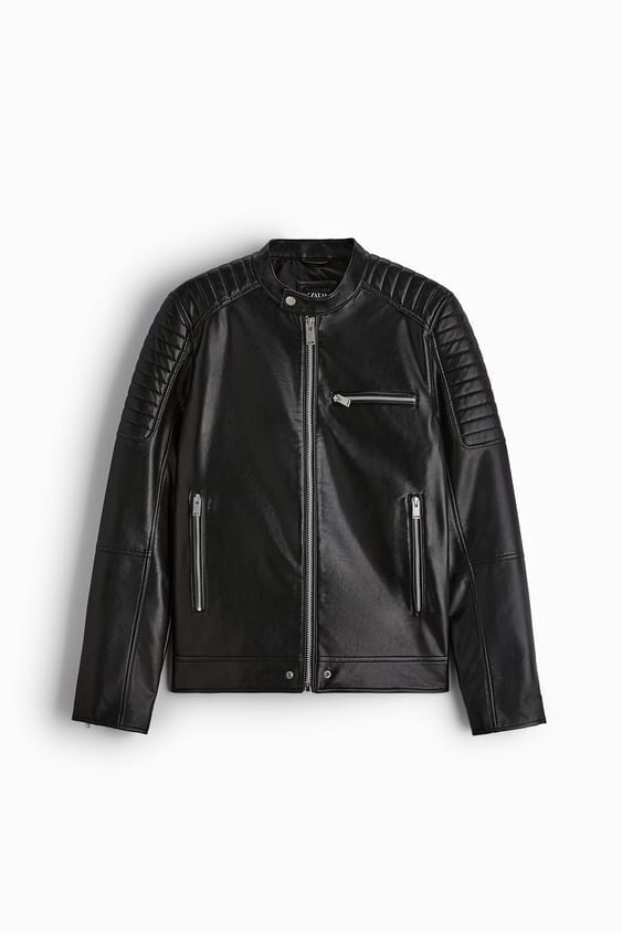 

Куртка байкерская Zara Faux Leather Biker, черный