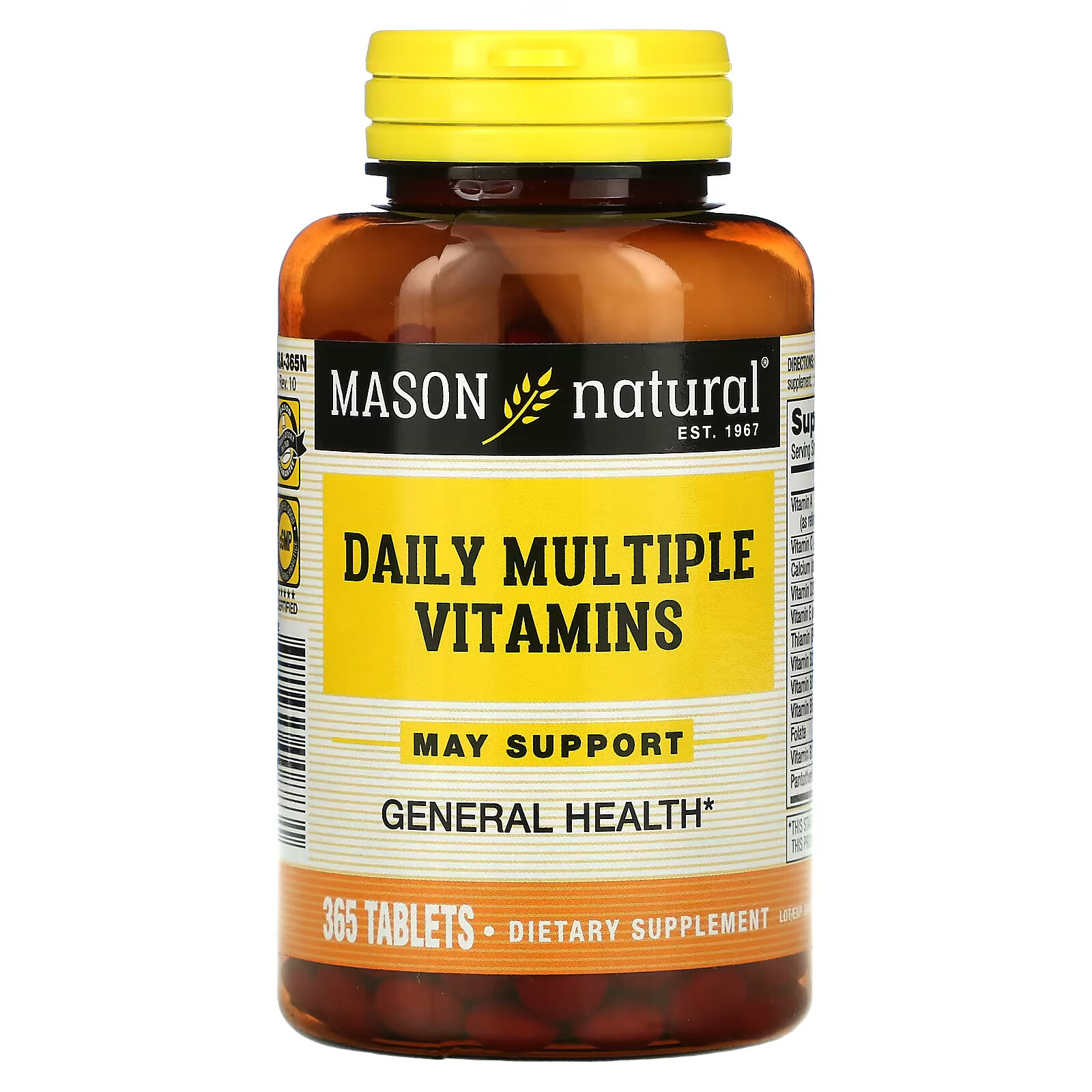 Mason Natural, Daily Multiple Vitamins, 365 таблеток mason natural mini мультивитамины 365 мини таблеток