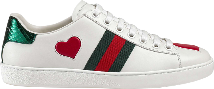 Кроссовки Gucci Wmns Ace Low Heart, белый - фото