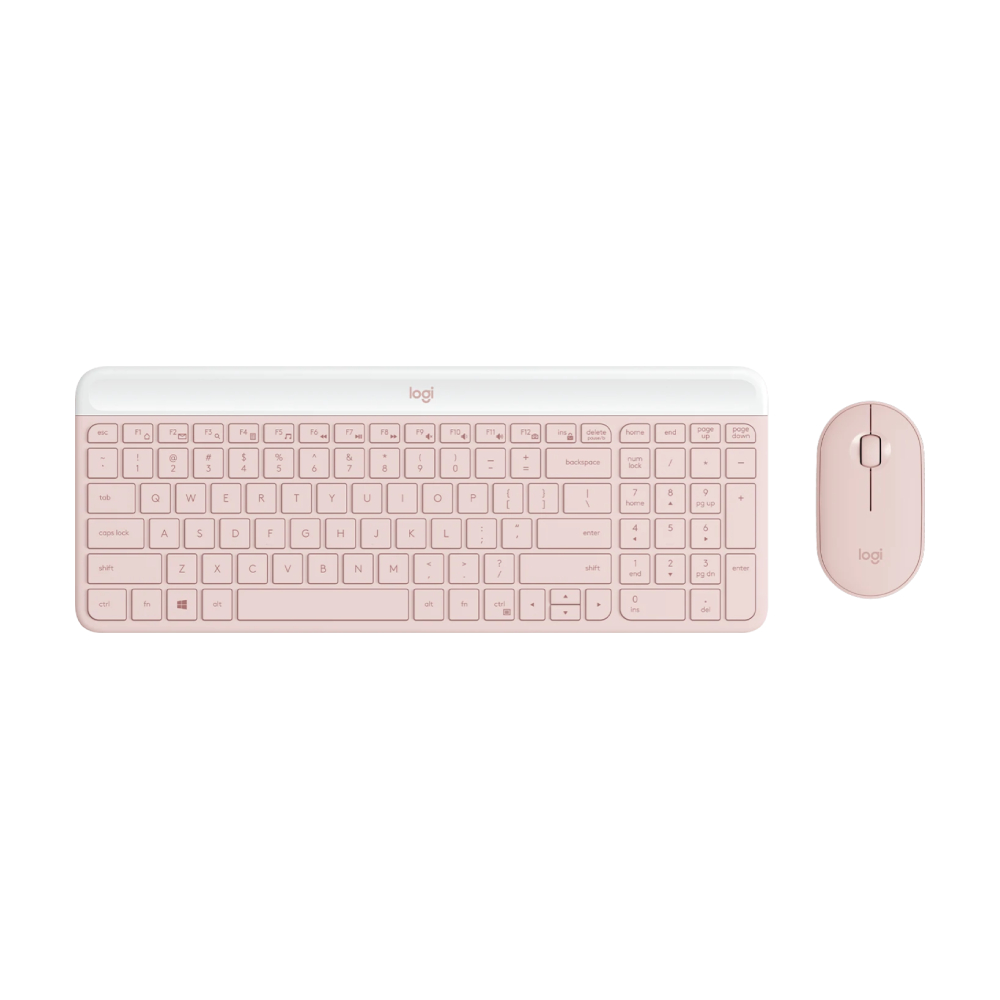комплект клавиатура мышь logitech mk470 slim графитовый только английская Комплект периферии Logitech MK470 (клавиатура + мышь), розовый