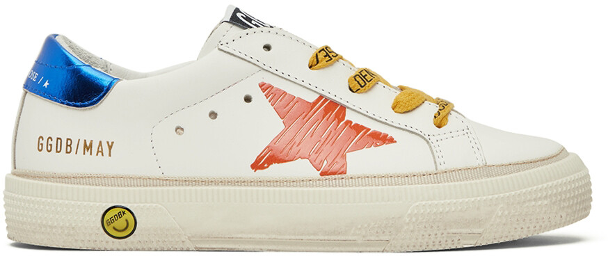 

Детские бело-оранжевые кроссовки May Print Star Golden Goose