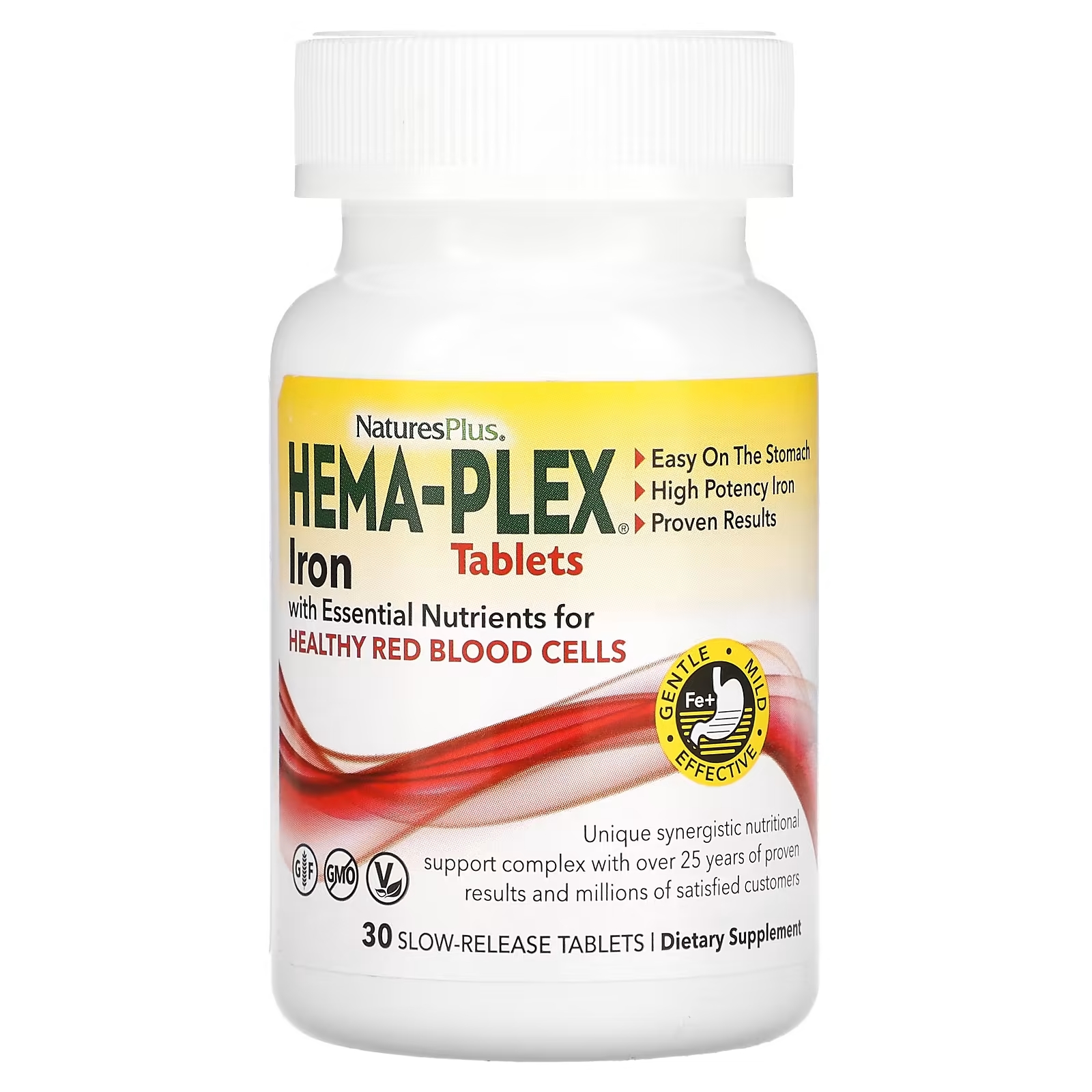 NaturesPlus Hema-Plex Iron with Essential Nutrients for Healthy Red Blood Cells, 30 таблеток