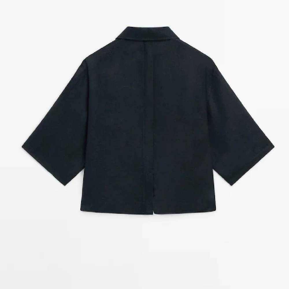 Рубашка Massimo Dutti Linen Polo Collar, темно-синий