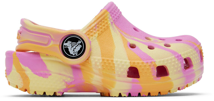 

Детские розовые и желтые классические мраморные сабо Crocs
