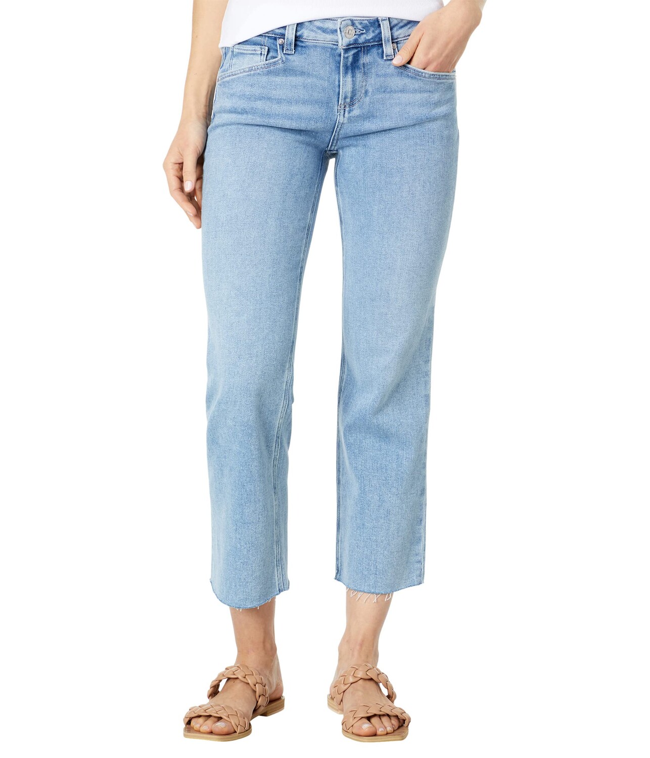 

Джинсы Paige, Sloane Crop w/ Jolene Pockets + Raw Hem in Blaise Destressed