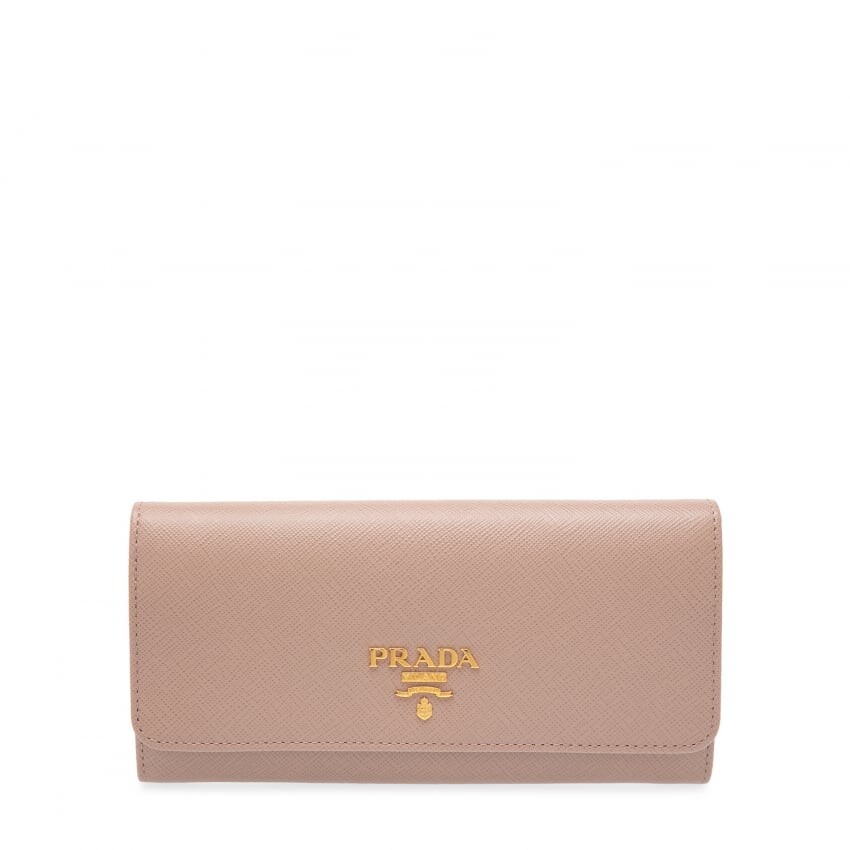 

Кошелек PRADA Leather wallet, бежевый