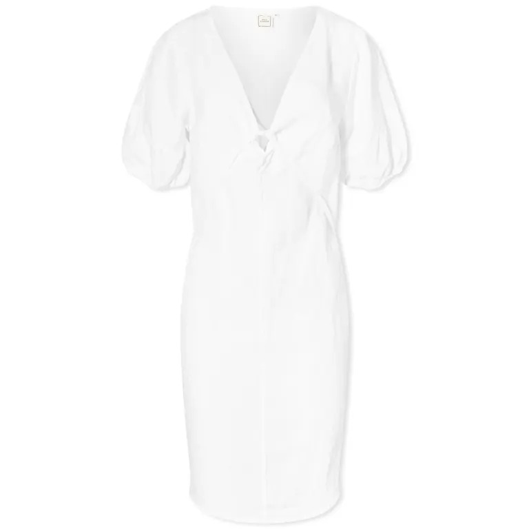 Платье мини Deiji Studios Tie Seamed Linen, белый пижама deiji studios off centre tie linen set белый