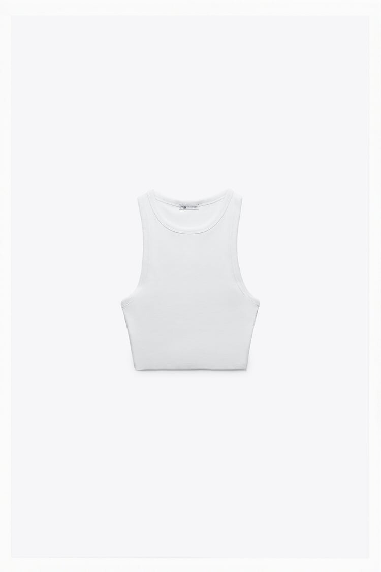 

Футболка Zara Basic Ribbed T-shirt, белый