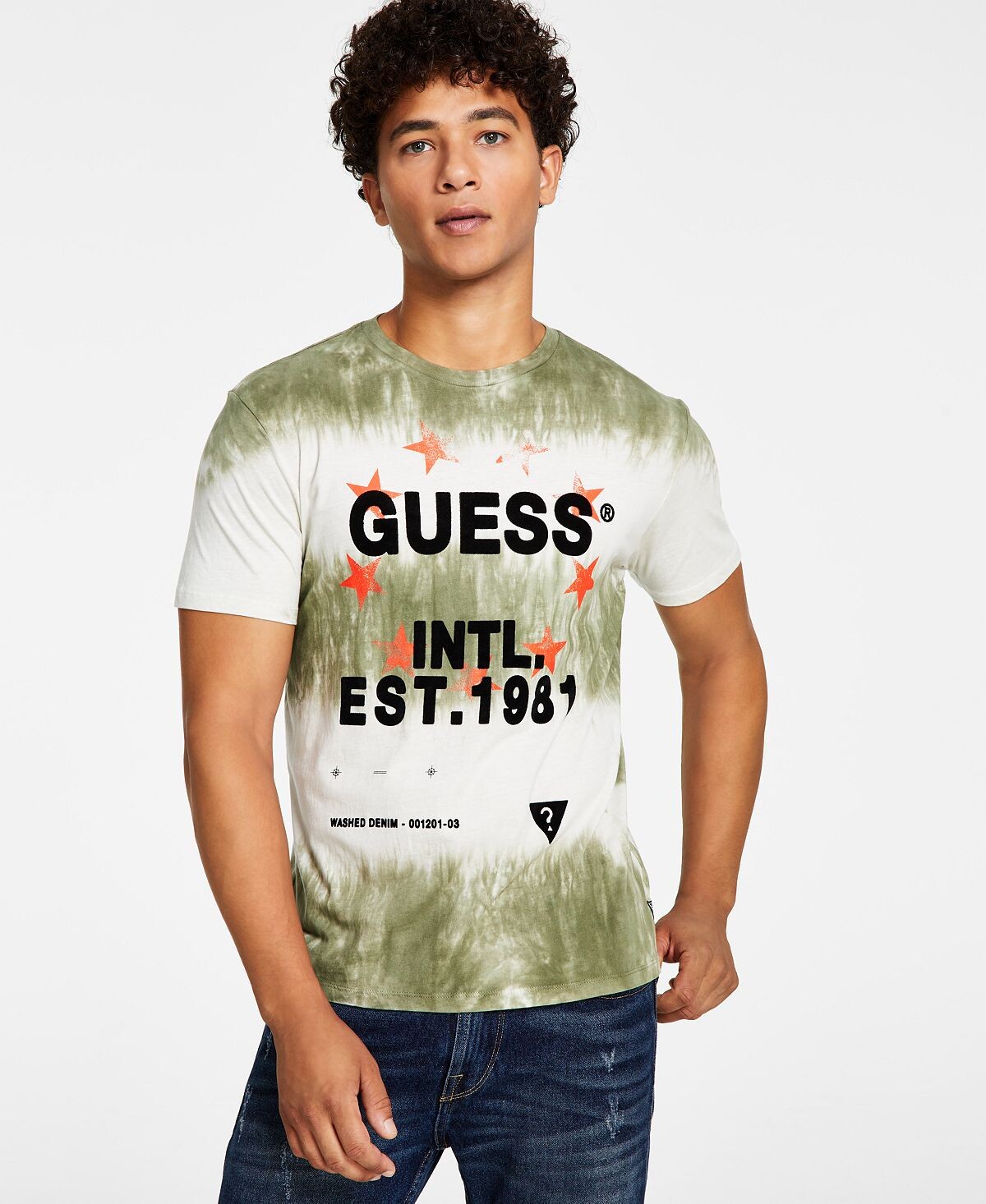 

Мужская футболка с круглым вырезом tie-dye и логотипом с графикой GUESS, мульти