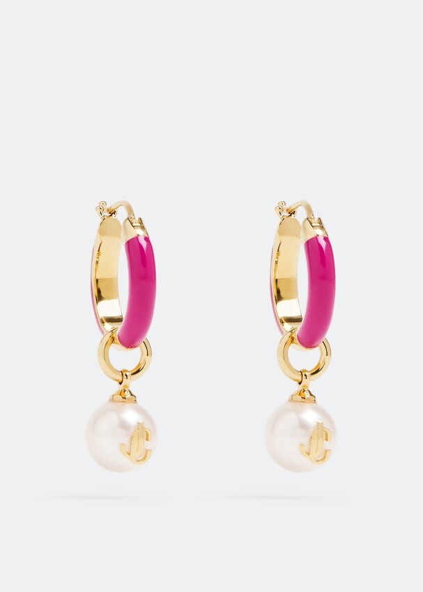 

Серьги JIMMY CHOO Pearl Hoops earrings, розовый
