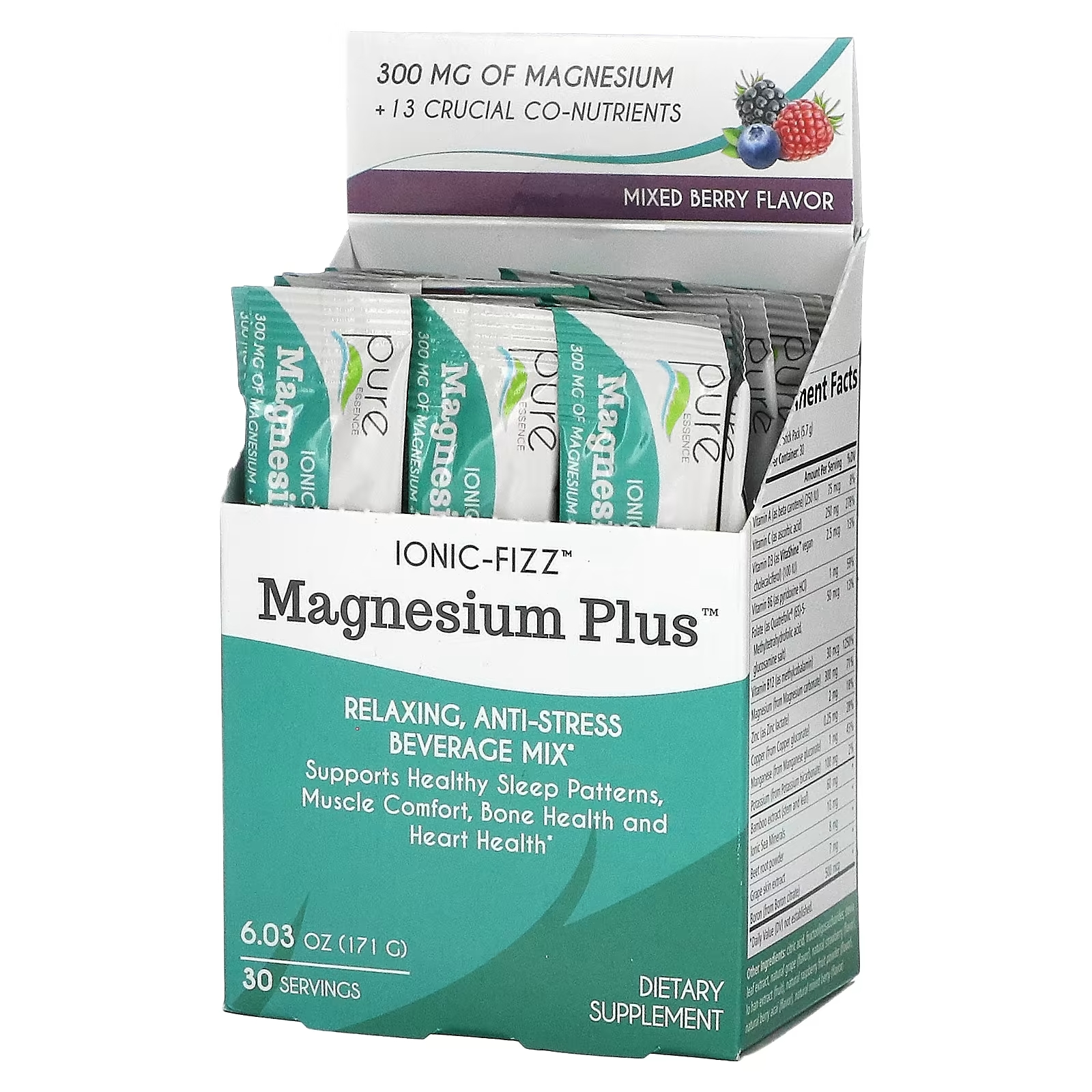 Расслабляющая антистрессовая смесь для напитков Pure Essence Magnesium  Plus, ягоднй – заказать по выгодной цене из-за рубежа в «CDEK.Shopping»