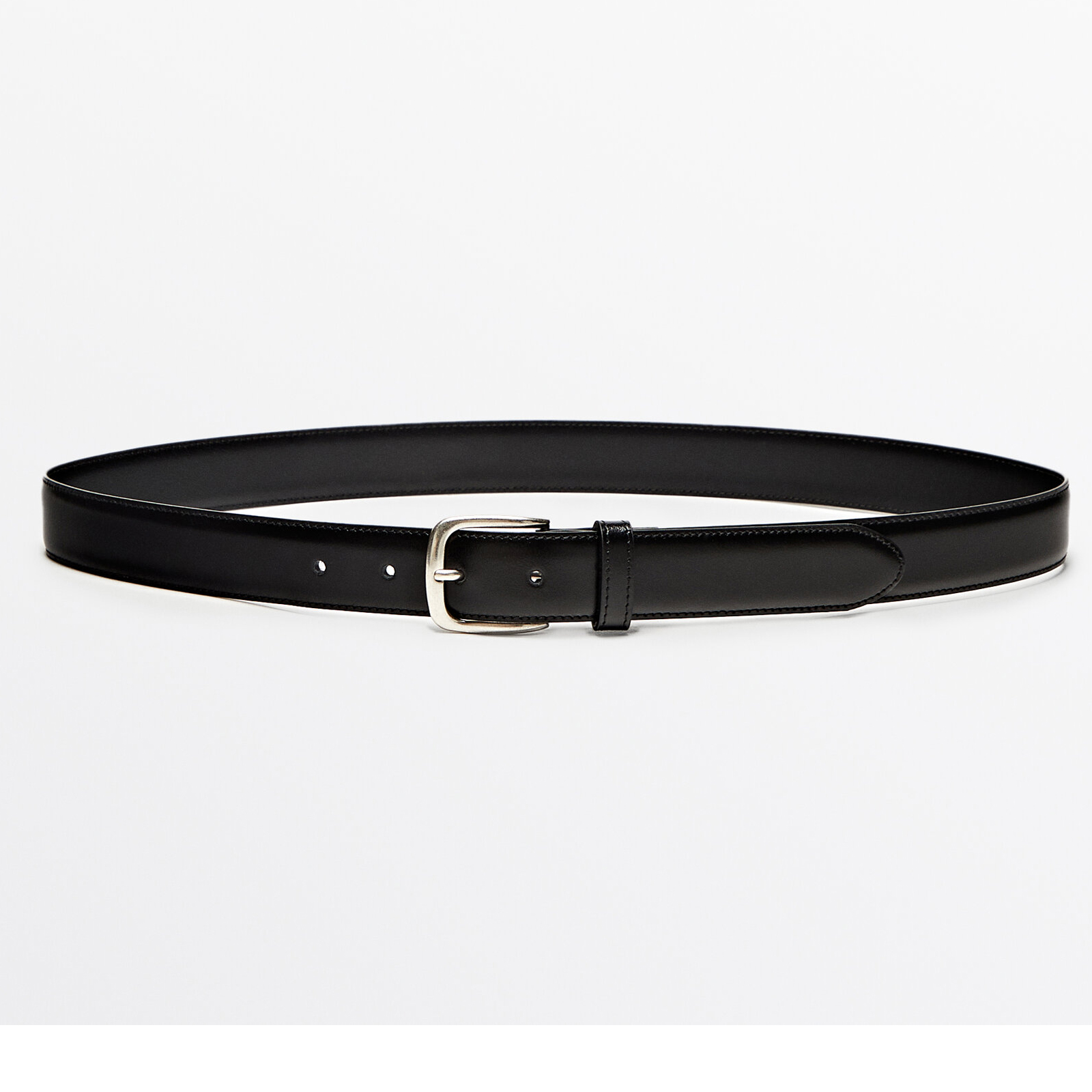 Ремень Massimo Dutti Leather, черный ремень massimo dutti leather belt thin limited edition чёрный