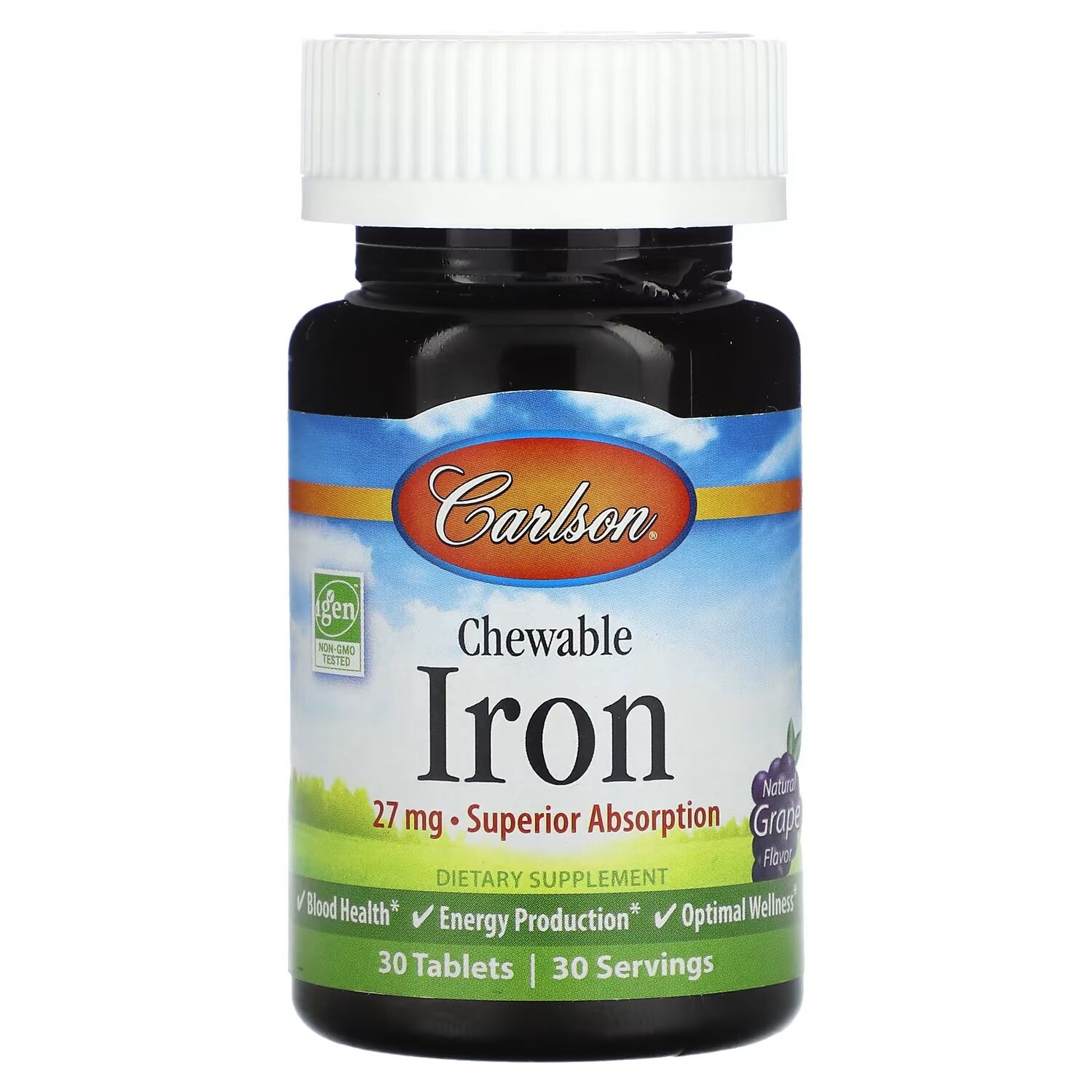 

Железо Carlson Superior Absorption Natural Grape Flavor, 27 мг, 30 таблеток