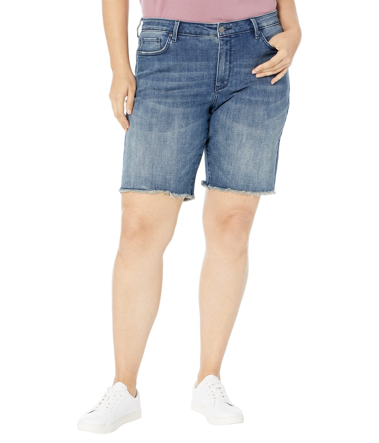 

Шорты NYDJ Plus Size, Plus Size Boyfriend Shorts Frayed Hems in Caliente