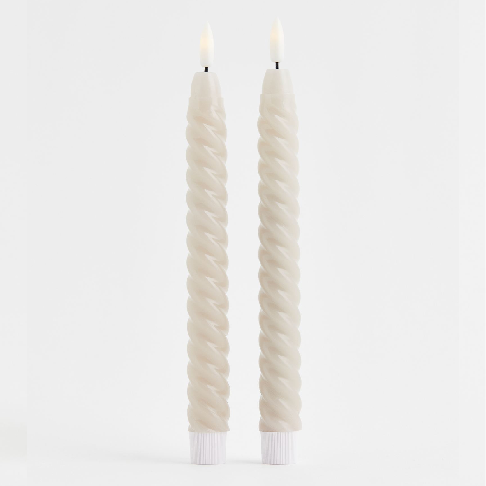 Комплект свечей H&M Home Led Swirl, 2 предмета, светло-бежевый