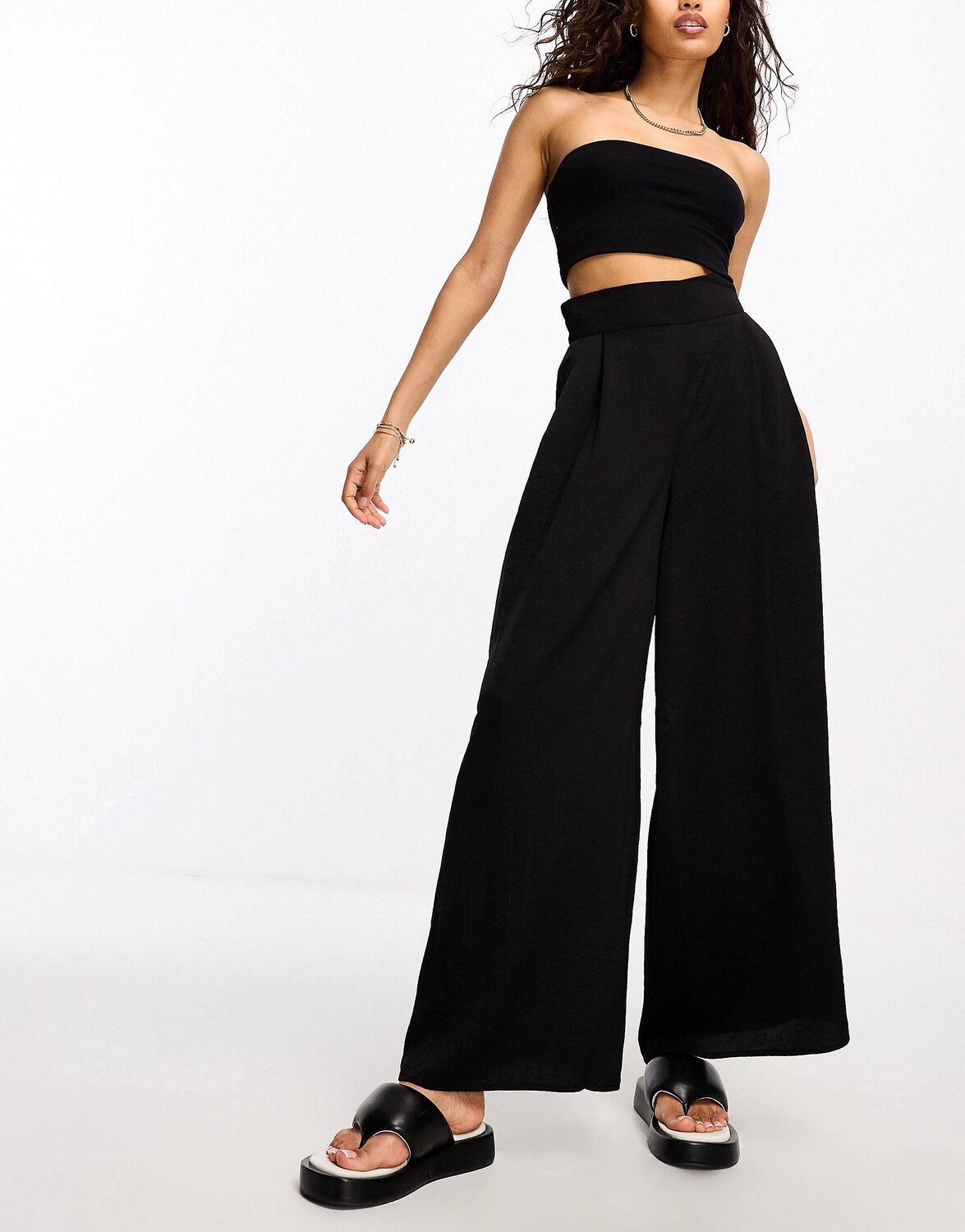 

Брюки River Island Petite Palazzo Wide Leg, черный
