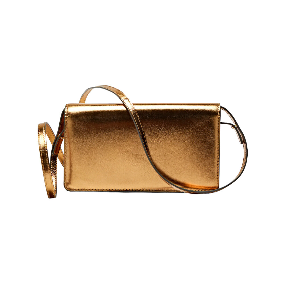 

Сумка Massimo Dutti Party Nappa Leather With Handle And Jointed Pieces, золотой