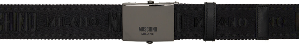 

Черный жаккардовый ремень с логотипом Moschino