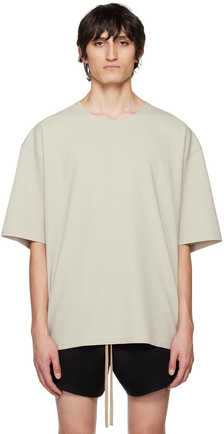 

Бежевая двухслойная футболка Fear of God, Бежевый
