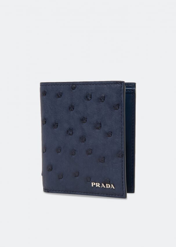 

Кошелек PRADA Ostrich leather wallet, синий