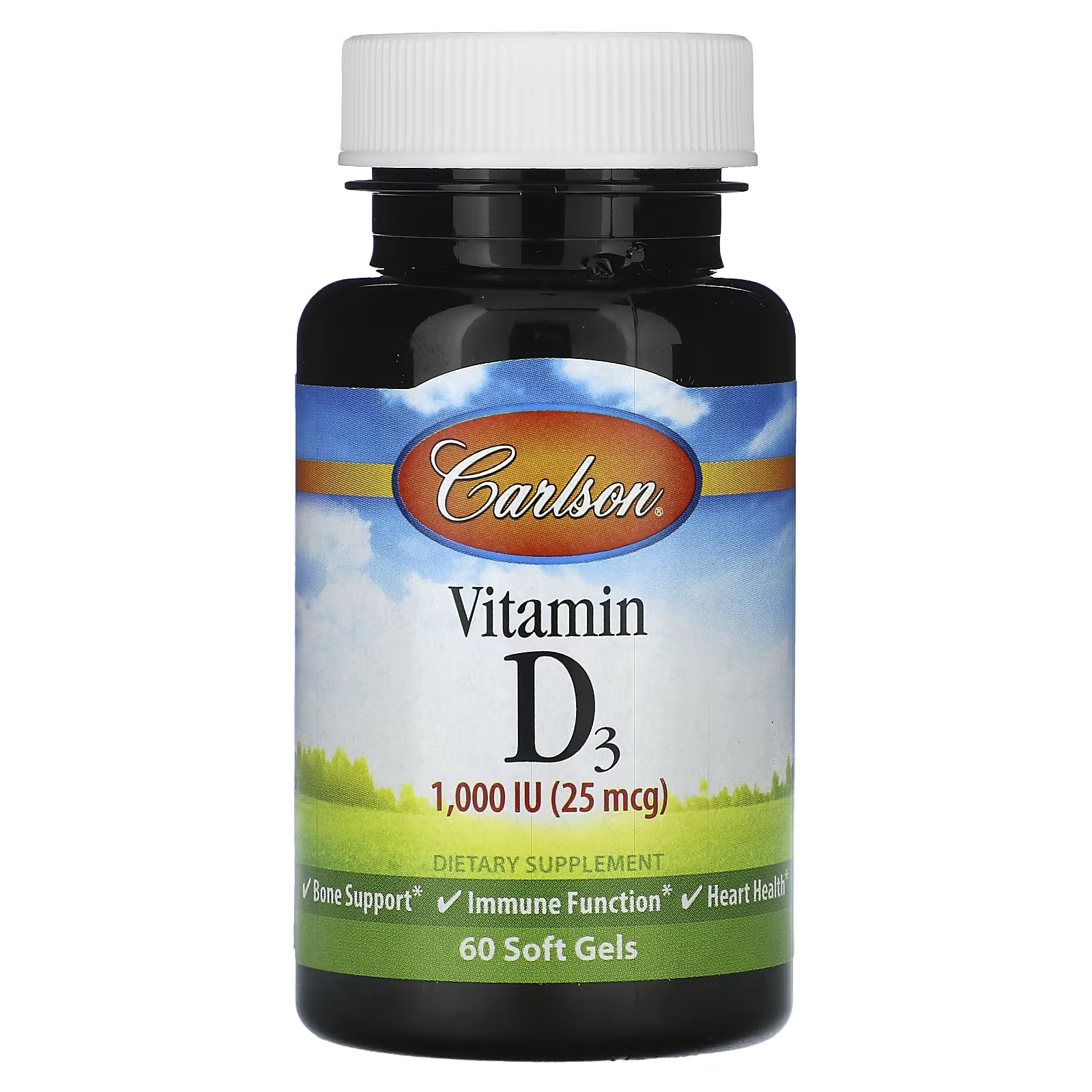 Витамин D3 Carlson 25 мкг, 60 мягких таблеток carlson витамин d3 25 мкг 1000 ме 360 мягких таблеток