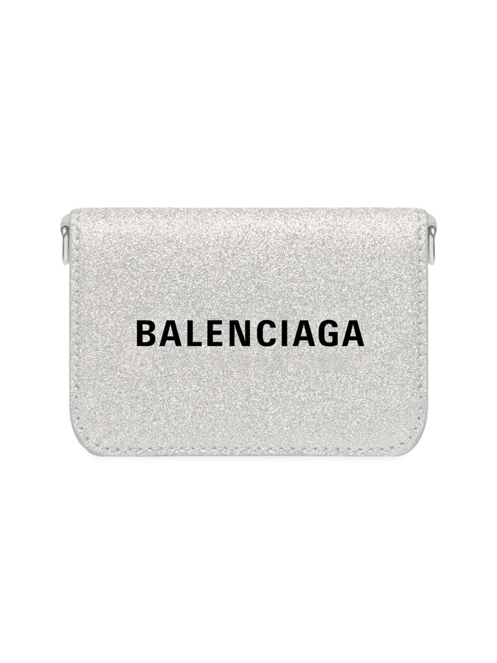 

Мини-кошелек Cash с цепочкой из сверкающей ткани Balenciaga, серебряный