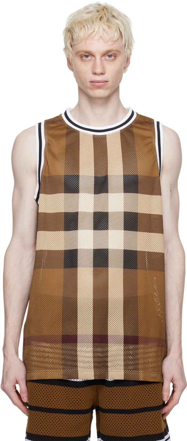 

Коричневая майка в клетку Burberry