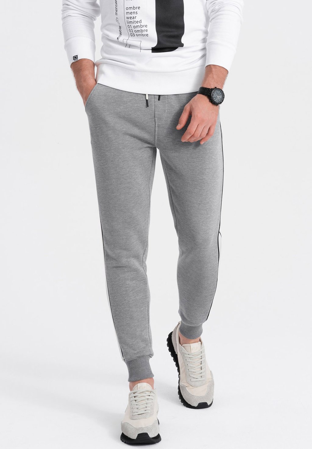 Спортивные брюки Ombre, серый меланж зауженные спортивные брюки 2 пары ombre серый