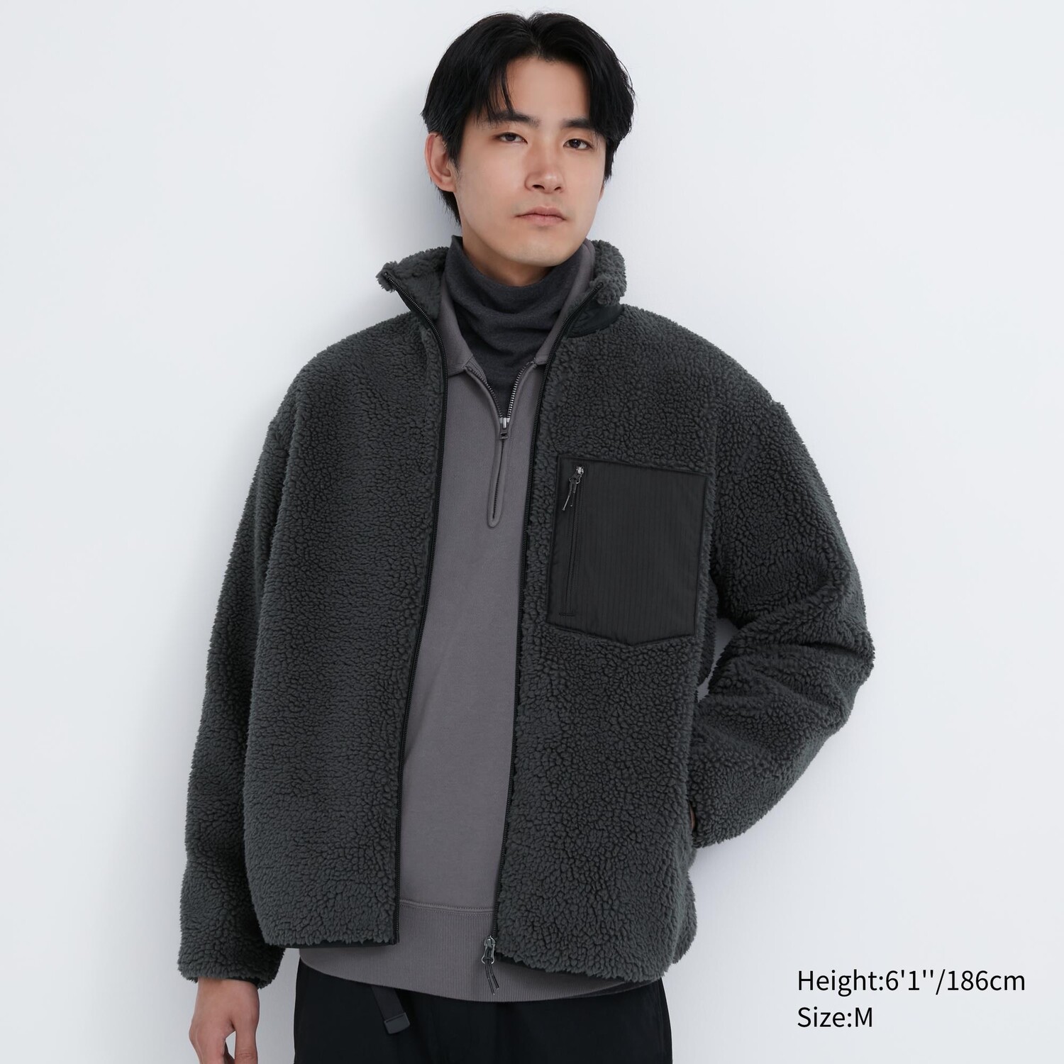 

Ветрозащитная внешняя флисовая куртка Uniqlo, темно-серый