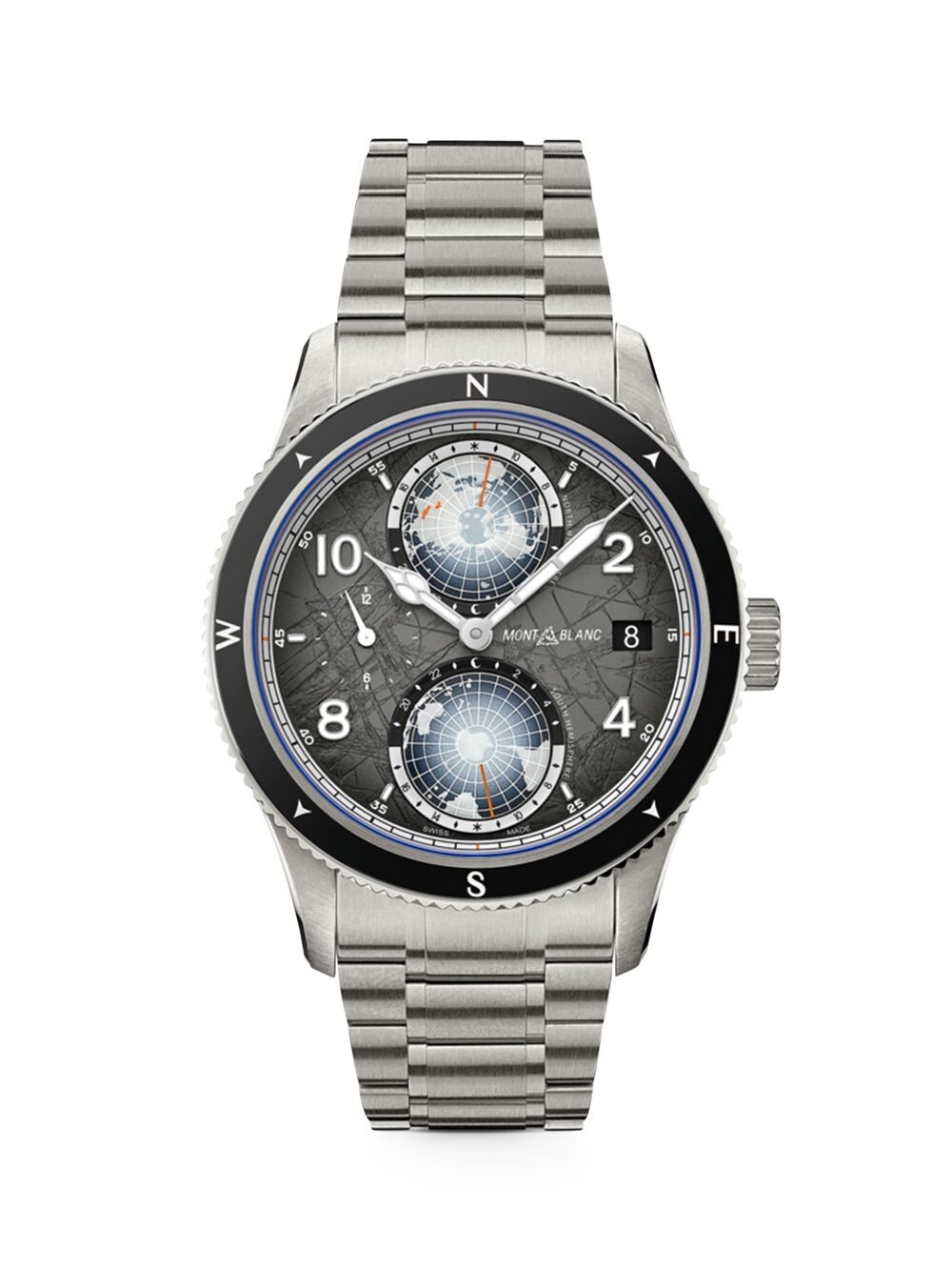 

Часы Montblanc 1858 Geosphere Zero-Oxygen с браслетом из титана и нержавеющей стали/42 мм Montblanc, серебряный