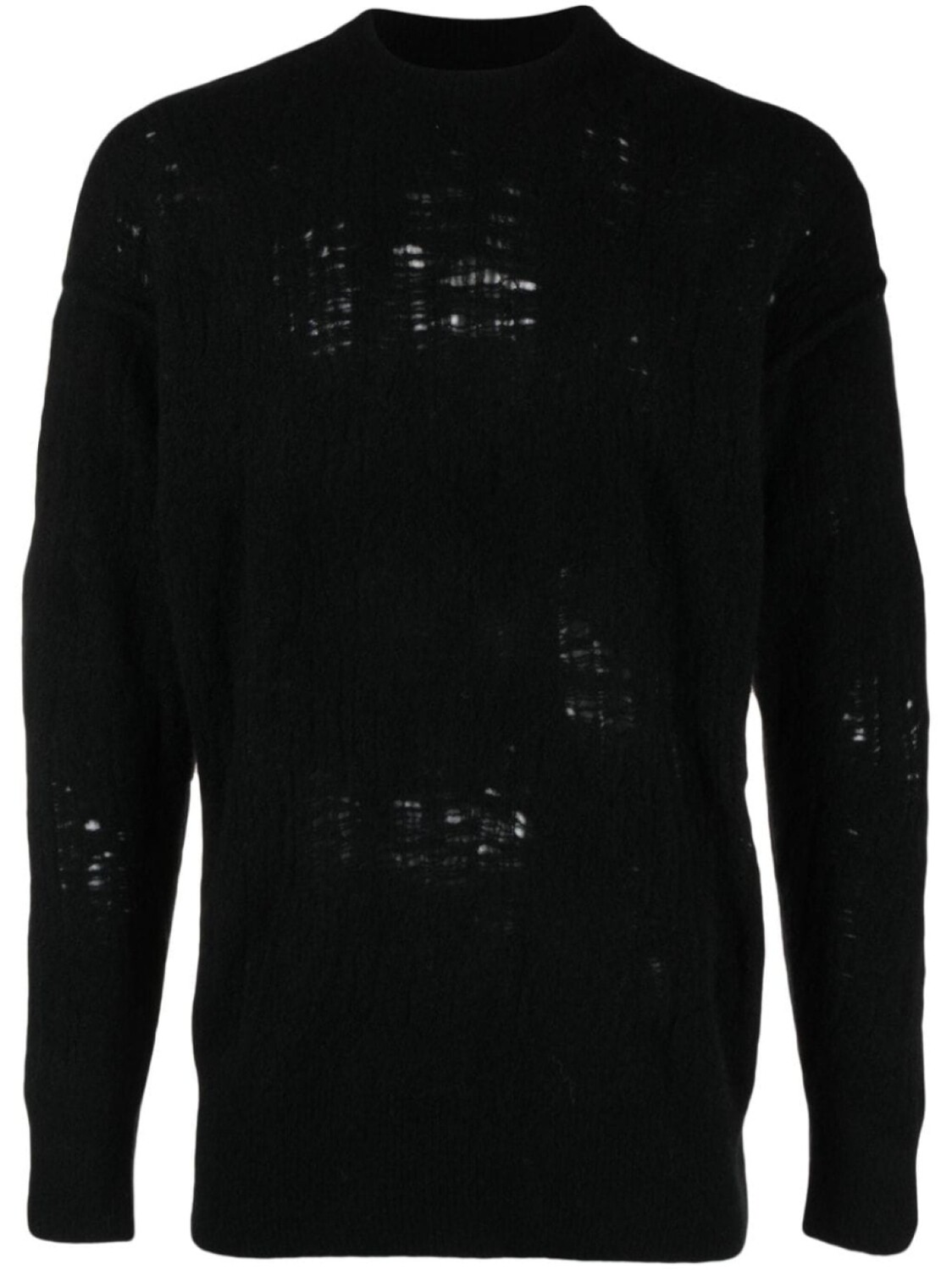 

Isabel Benenato distressed-effect crew-neck jumper, черный