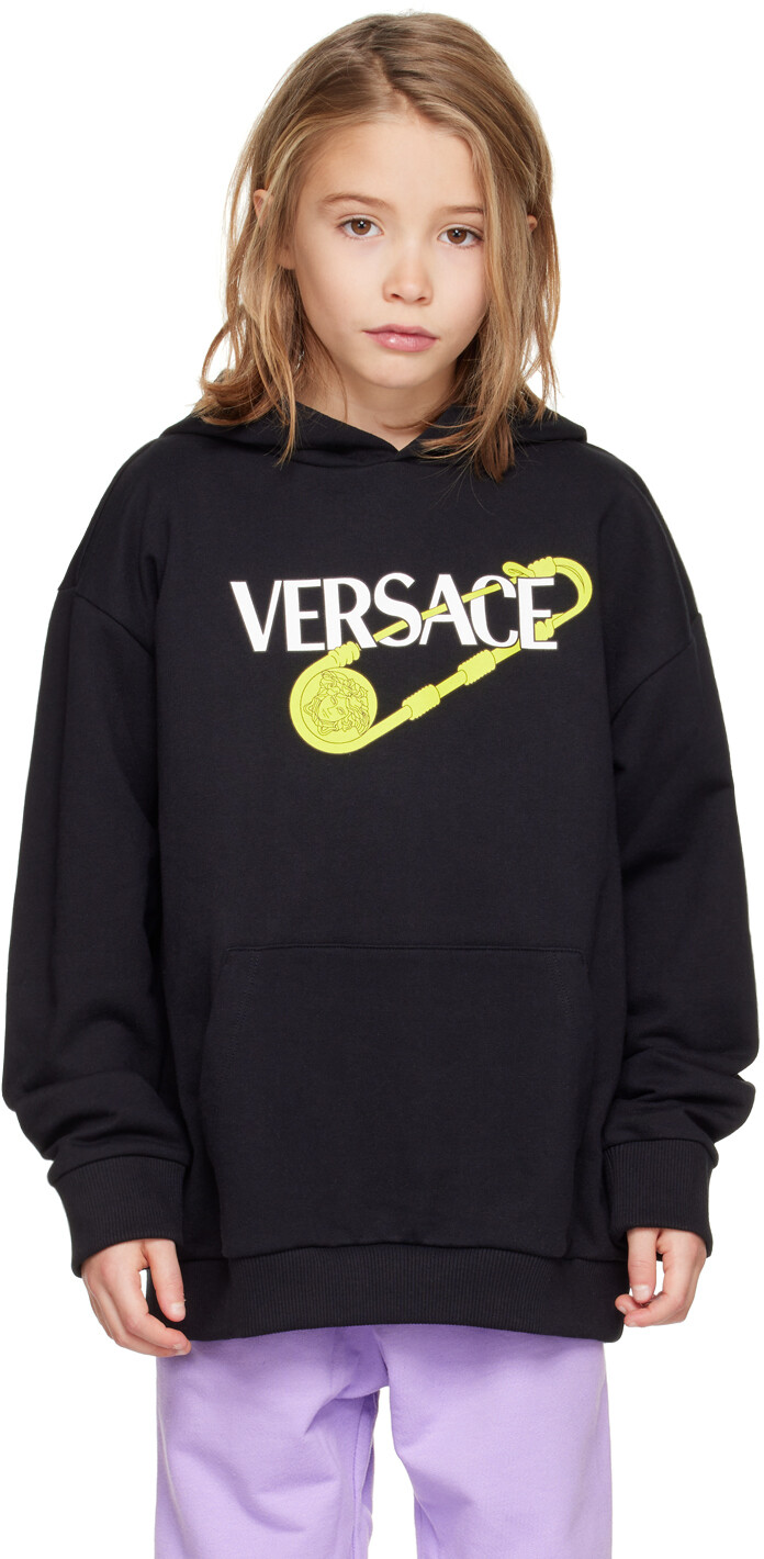 

Детская черная толстовка с английской булавкой Versace, Черный