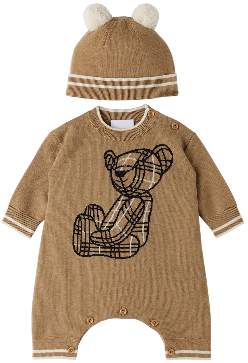 

Комплект из двух предметов Baby Beige из шерсти с медвежонком Томасом Burberry