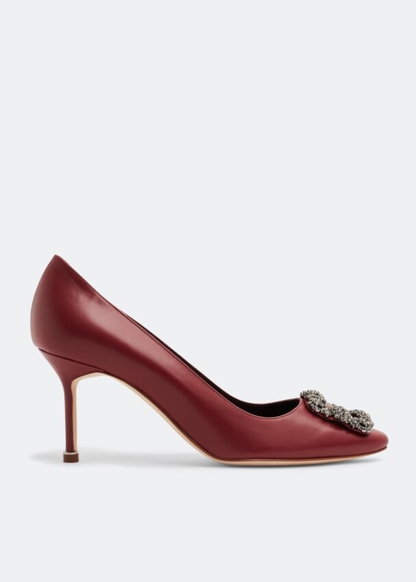 

Туфли MANOLO BLAHNIK Hangisi leather pumps, бордовый