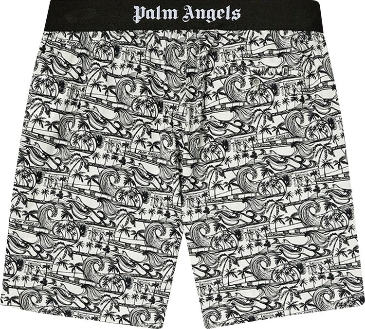 

Шорты Palm Angels Waves Easy Shorts 'White/Black', белый