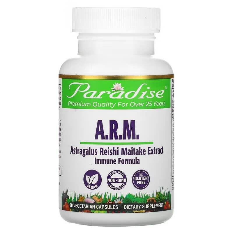 

Экстракт рейши майтаке Paradise Herbs ARM Astragalus, 60 капсул