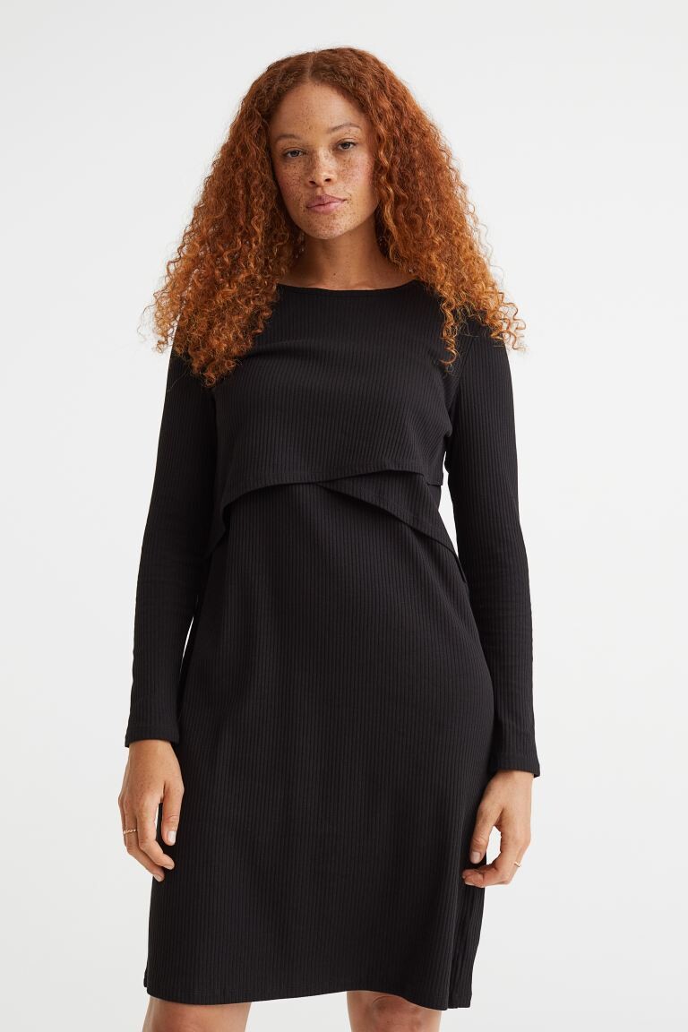 

MAMA Платье для беременных в рубчик H&M, черный