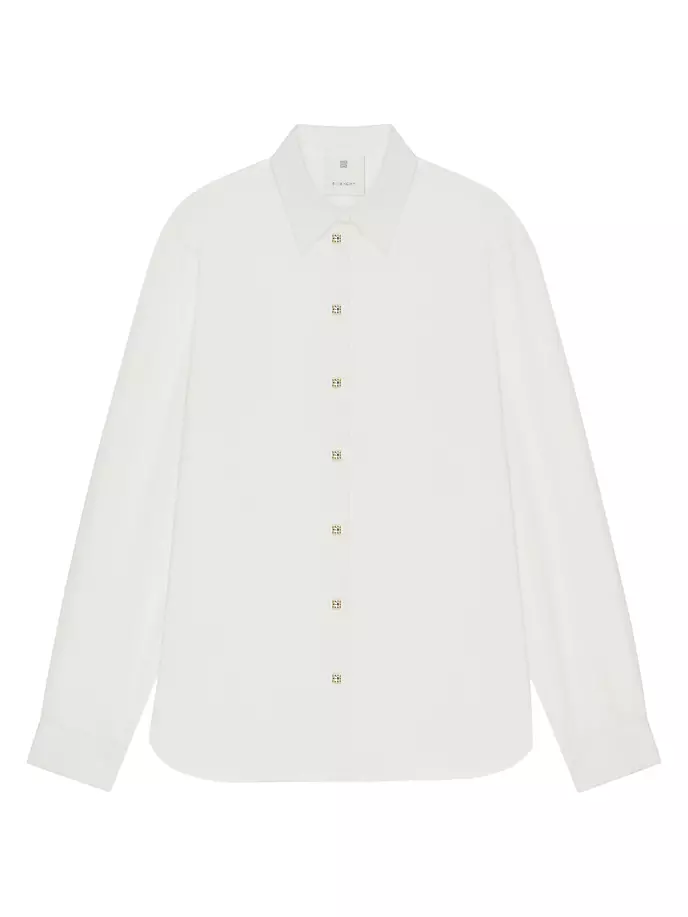 

Рубашка из шелка с деталями 4G из металла и страз Givenchy, цвет off white