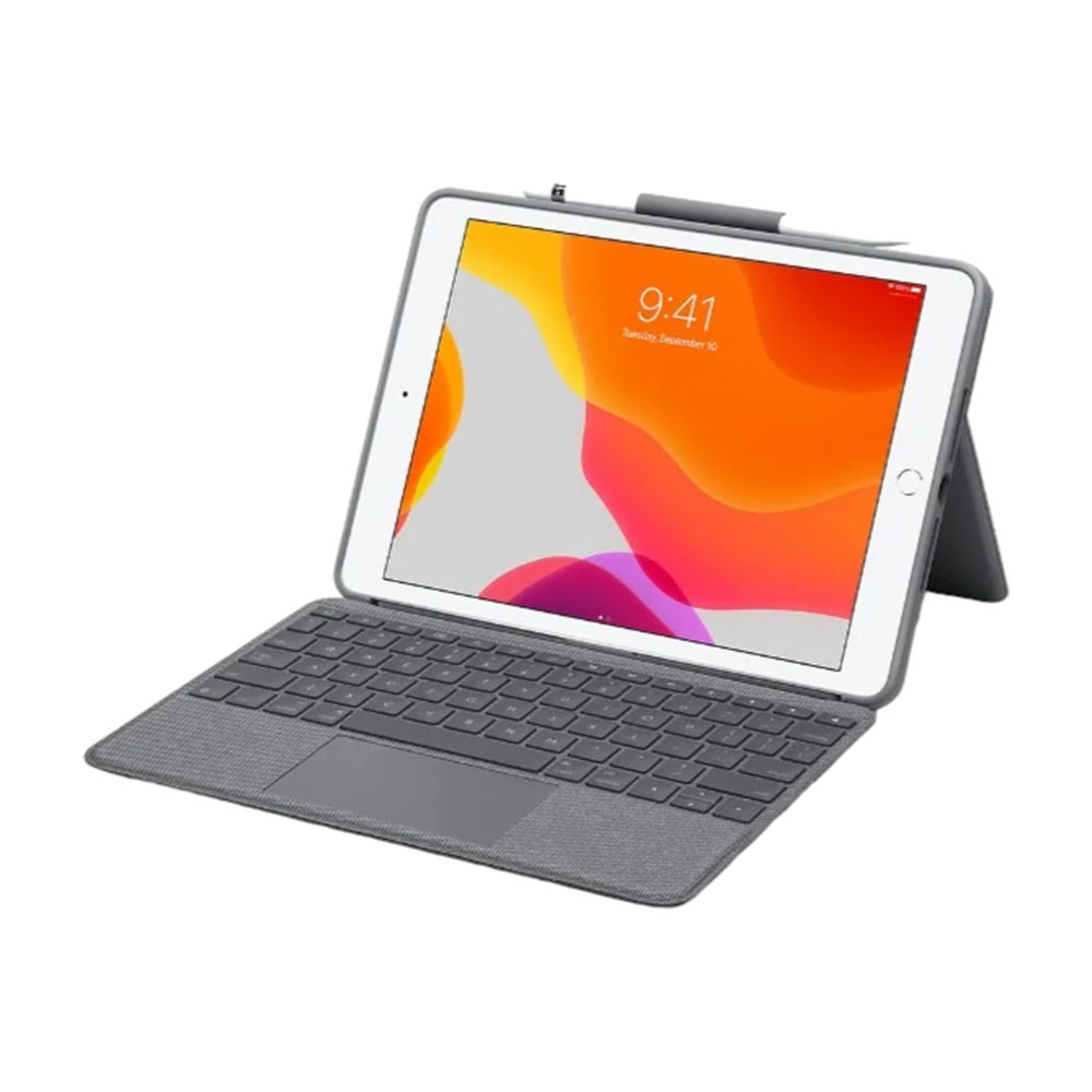Клавиатура-чехол Logitech Combo Touch для iPad Air 7 поколения, серый чехол для ipad 9 7 air4 10 2 pro11 air 2 вращающийся на 360 градусов детский чехол нового поколения противоударный чехол для планшета с подставкой