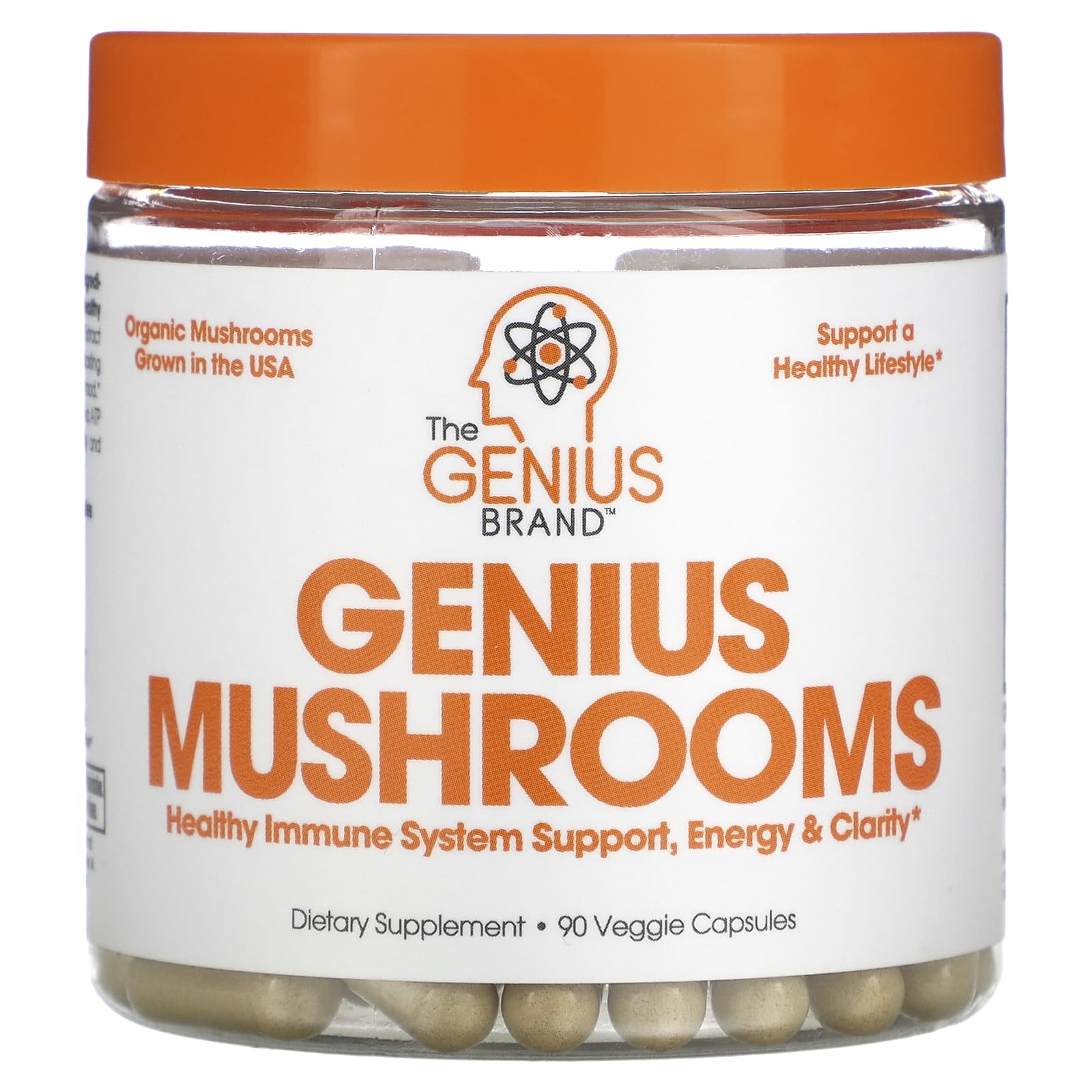 Пищевая Добавка The Genius and Genius Mushrooms Genius Mushrooms, 90 растительных капсул the genius brand genius mindfullness 30 растительных капсул