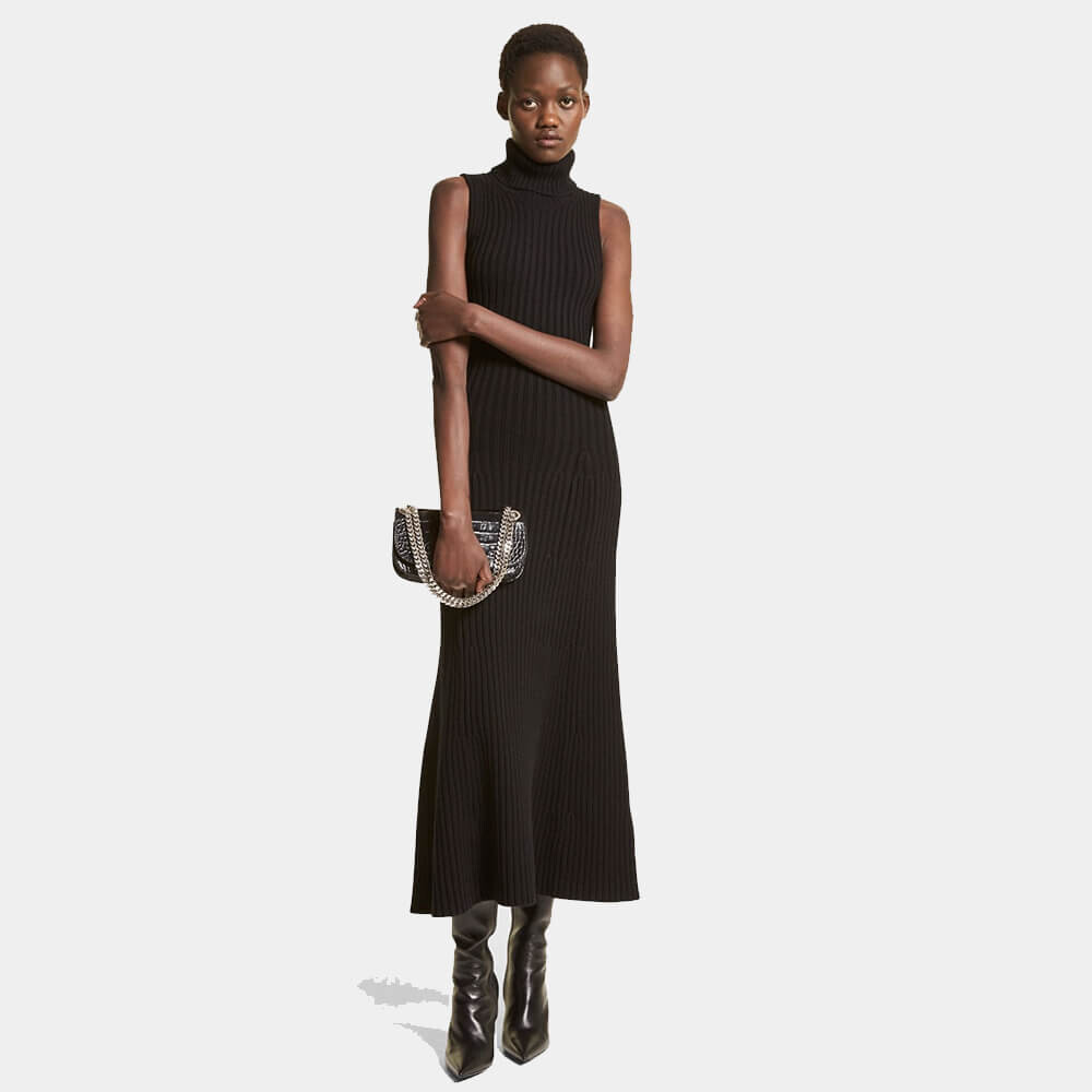 

Платье Michael Kors Ribbed Cashmere Turtleneck, черный